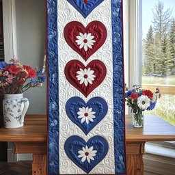 Patriotic Heartbeat Table Runner - Made to Order TABLE928