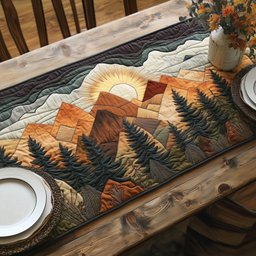 Patchwork Peaks with Rising Sun Table Runner - Made to Order TABLE928