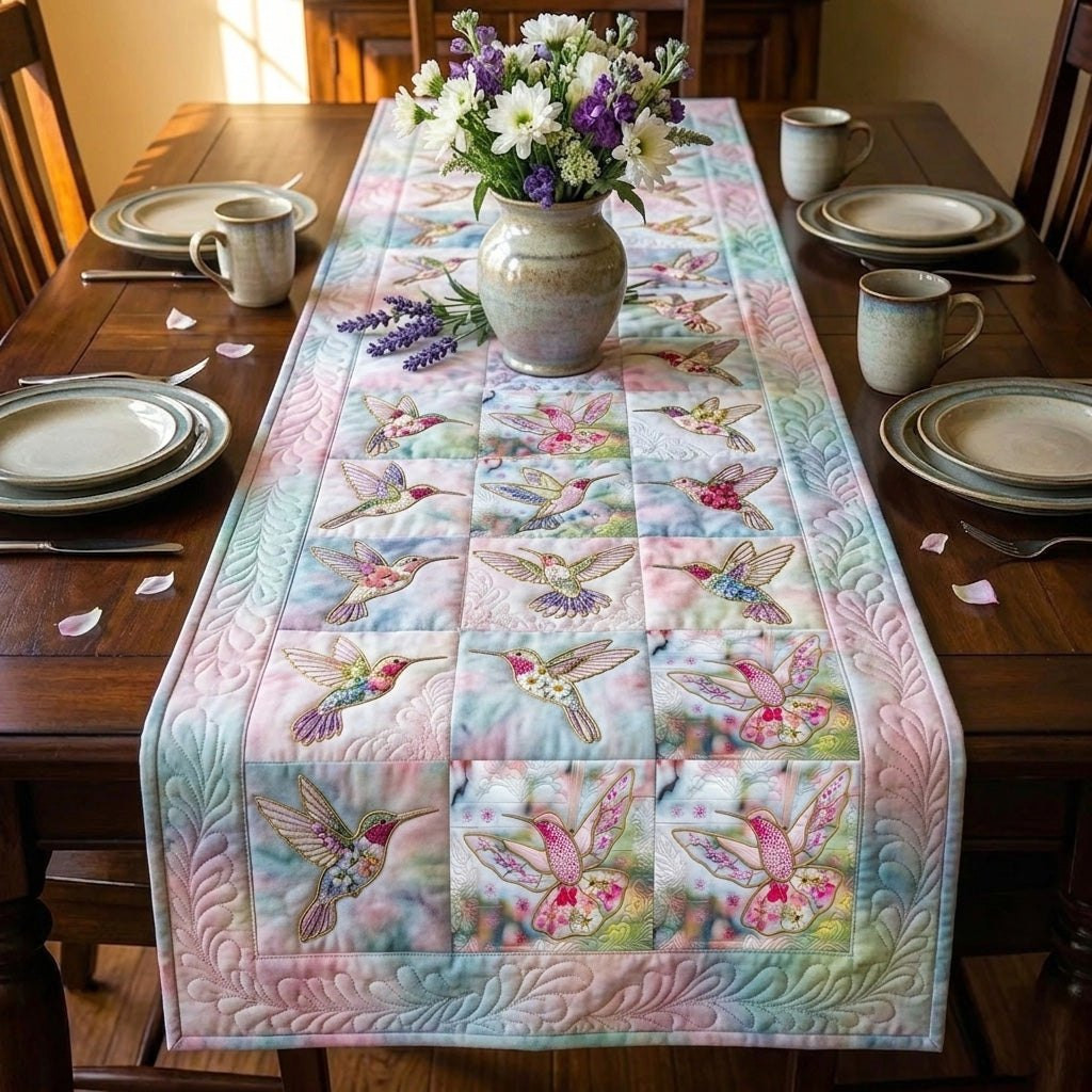 Pastel Butterflies on Patchwork Squares Table Runner - Made to Order TABLE928