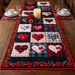 Patchwork Heart Charm Table Runner - Made to Order TABLE928