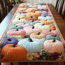Pastel Pumpkin Pile Table Runner - Made to Order TABLE928