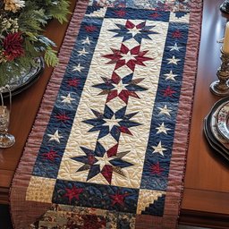 Patriotic Star Blocks with Stripes Table Runner - Made to Order TABLE928