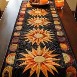 Orange Sunflowers on Black Table Runner - Made to Order TABLE928
