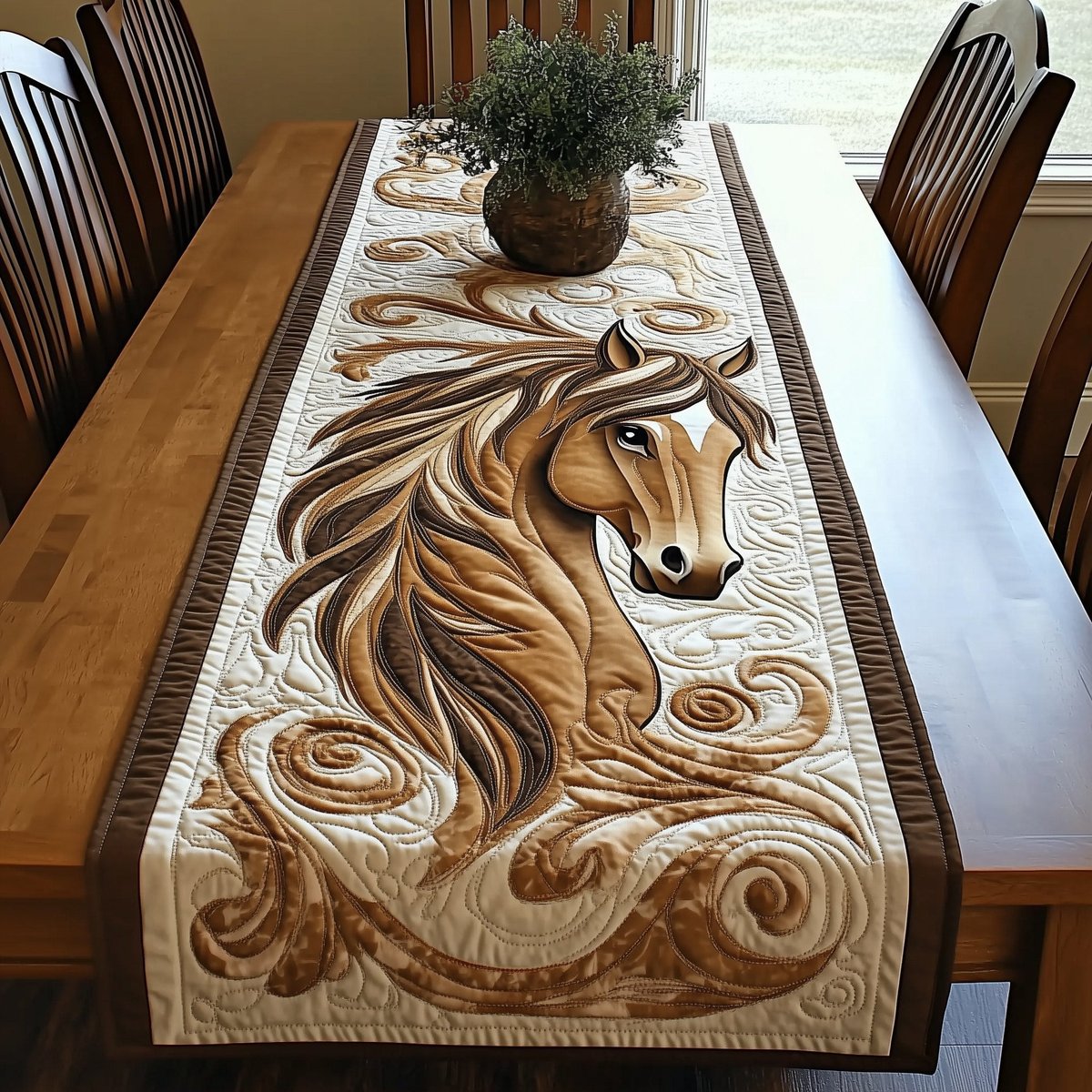 Palomino Horse Head with Swirls Table Runner - Made to Order TABLE928