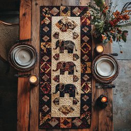 Patchwork Elephant Table Runner - Made to Order TABLE928