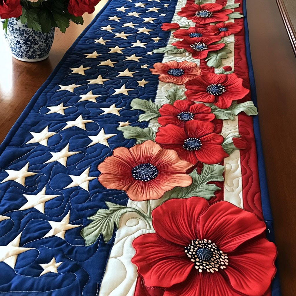 Patriotic Poppy Parade Table Runner - Made to Order TABLE928