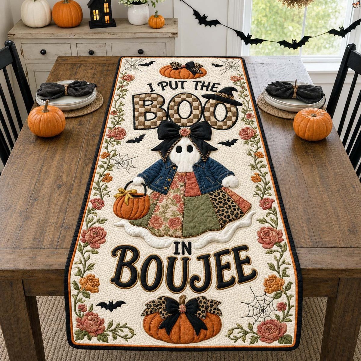 Patchwork Boujee Boo Table Runner - Made to Order TABLE928