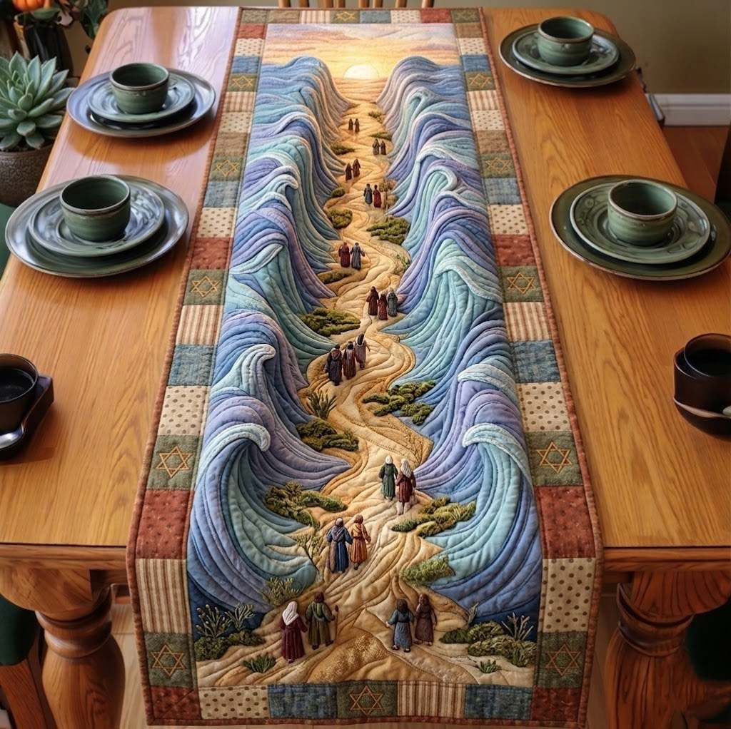 Pale Waves over Sandy Trail Table Runner - Made to Order TABLE928