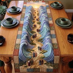 Pale Waves over Sandy Trail Table Runner - Made to Order TABLE928