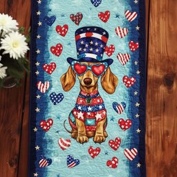 Patriotic Pup Love Table Runner - Made to Order TABLE928