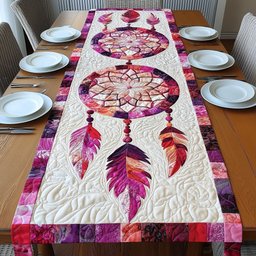 Pale Pink Dreamcatcher with Feathers Table Runner - Made to Order TABLE928