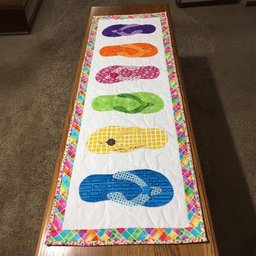 Pastel Flip Flops on Cream Table Runner - Made to Order TABLE928