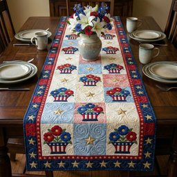 Patriot Blossoms Table Runner - Made to Order TABLE928