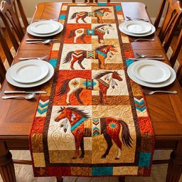 Painted Ponies in Southwest Blocks Table Runner - Made to Order TABLE928