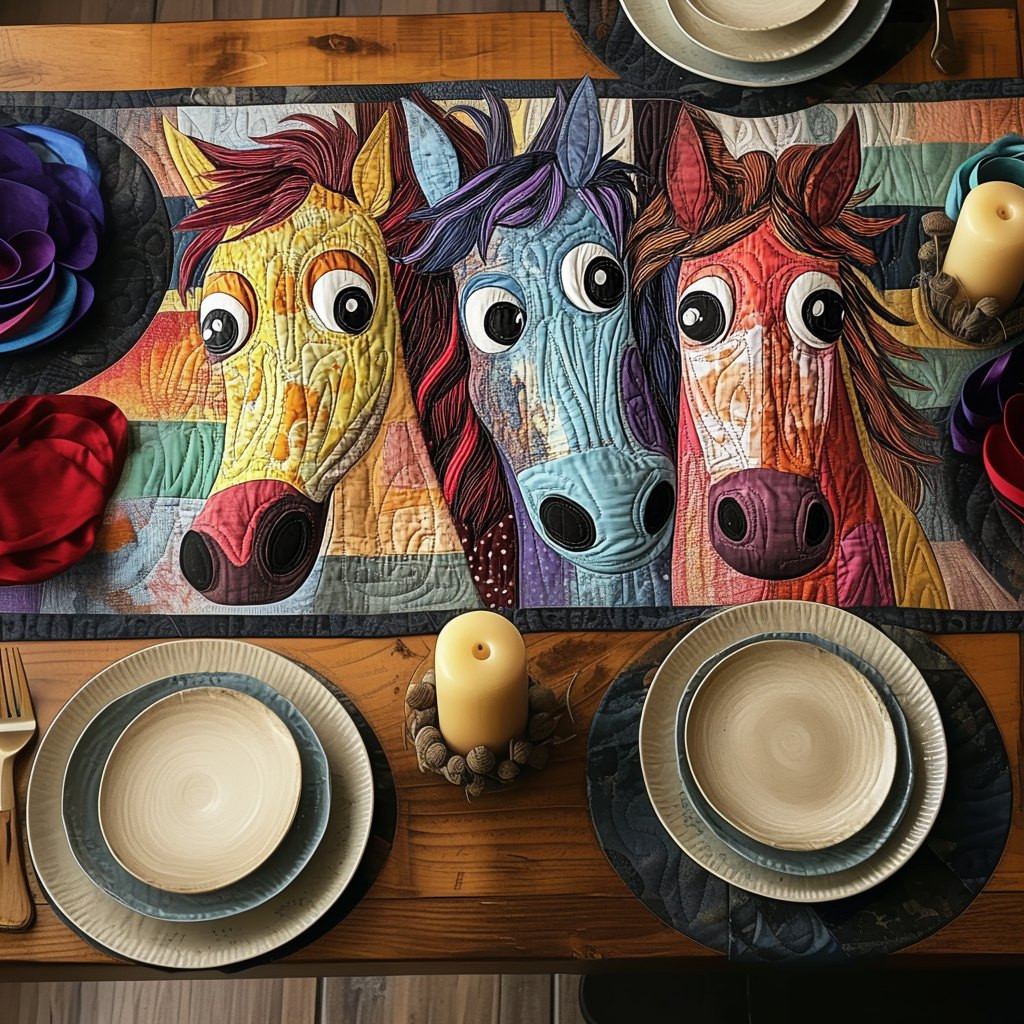 Patchwork Horse Table Runner - Made to Order TABLE928