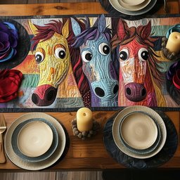 Patchwork Horse Table Runner - Made to Order TABLE928