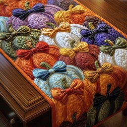 Pastel Pumpkins with Ribbon Bows Table Runner - Made to Order TABLE928