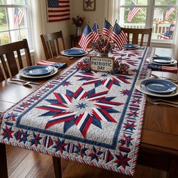 Patriotic Starburst Medallion Table Runner - Made to Order TABLE928