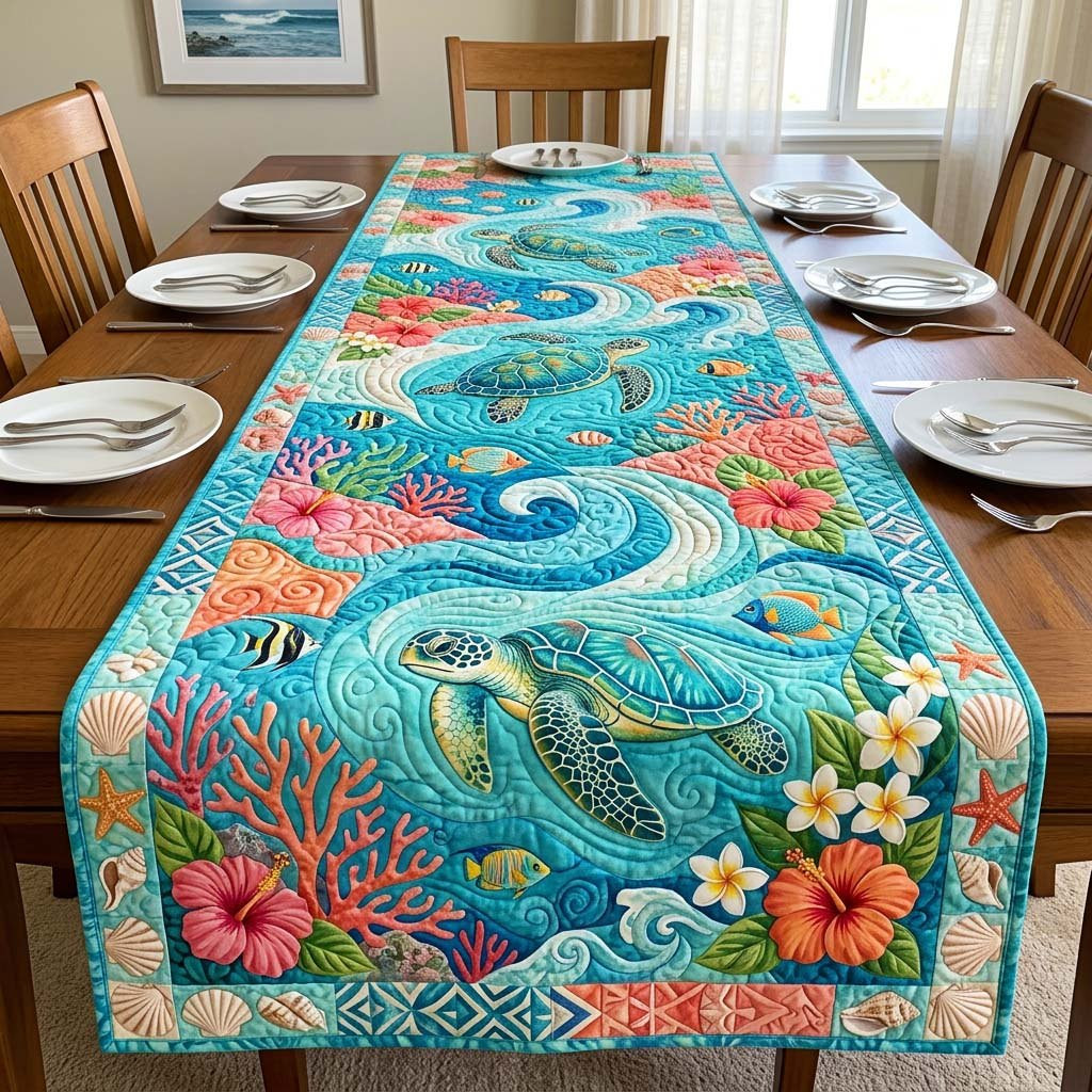 Ocean Turtle Table Runner - Made to Order TABLE928
