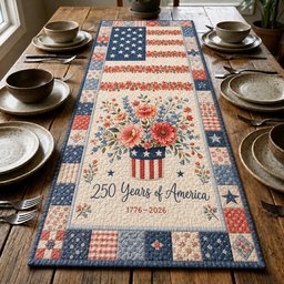 Patriotic Floral Table Runner - Made to Order TABLE928