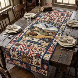 One Nation One Future with Bison Table Runner - Made to Order TABLE928
