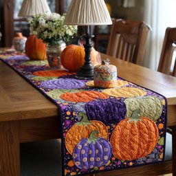 Orange and Purple Pumpkins Table Runner - Made to Order TABLE928
