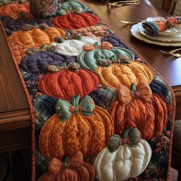 Orange and Plum Pumpkins Table Runner - Made to Order TABLE928