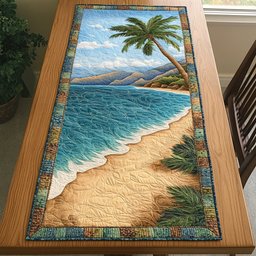 Ocean Waves on Sandy Shore Table Runner - Made to Order TABLE928