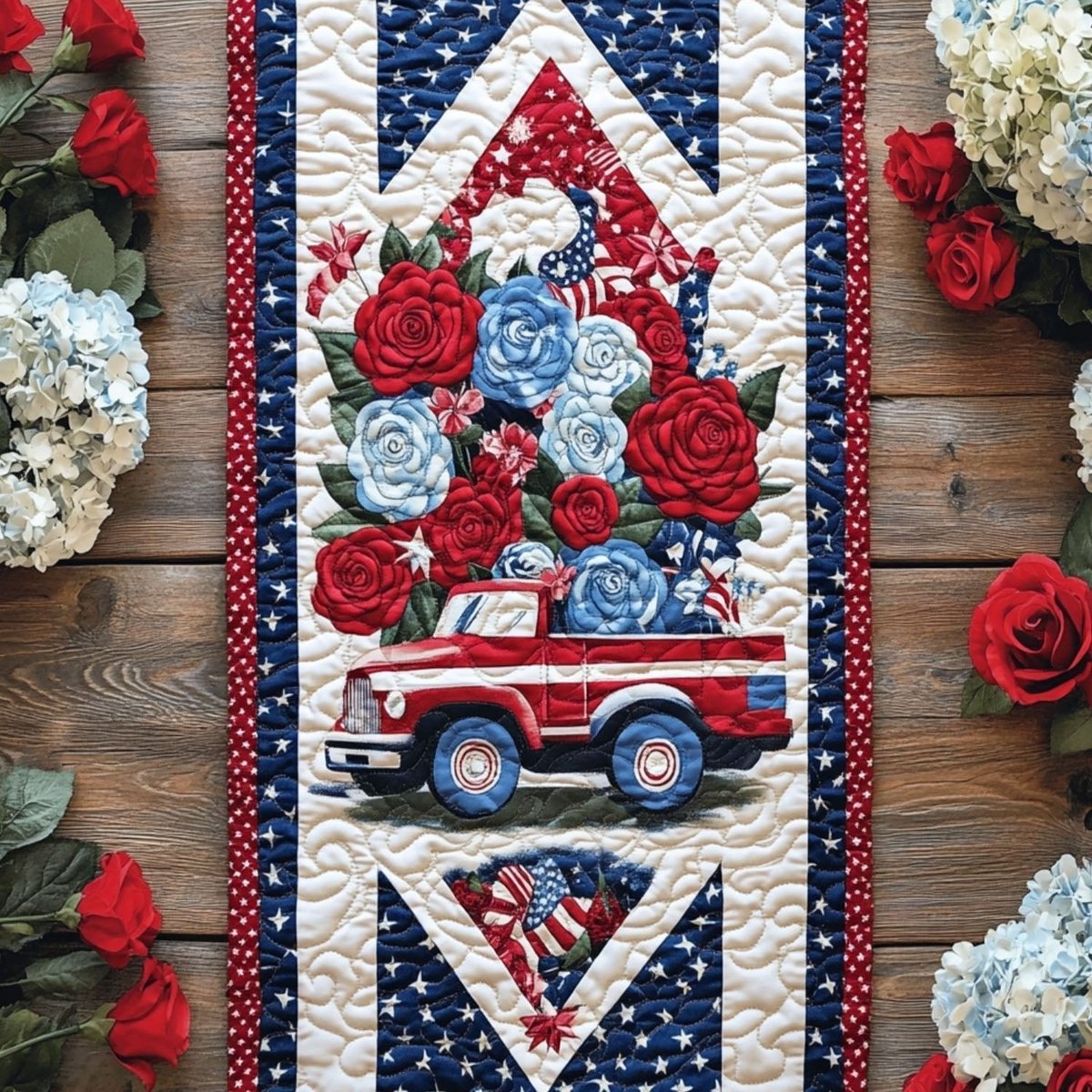 Old Glory in Bloom Table Runner - Made to Order TABLE928