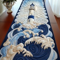 Ocean Waves Lighthouse Table Runner - Made to Order TABLE928