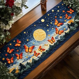 Orange Butterflies Under the Moon Table Runner - Made to Order TABLE928