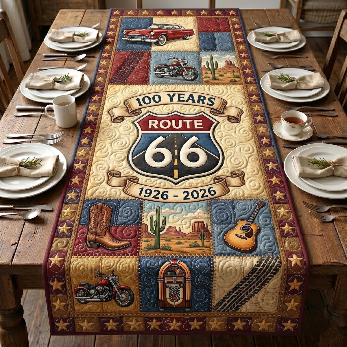 One Hundred Years of Route 66 Table Runner - Made to Order TABLE928