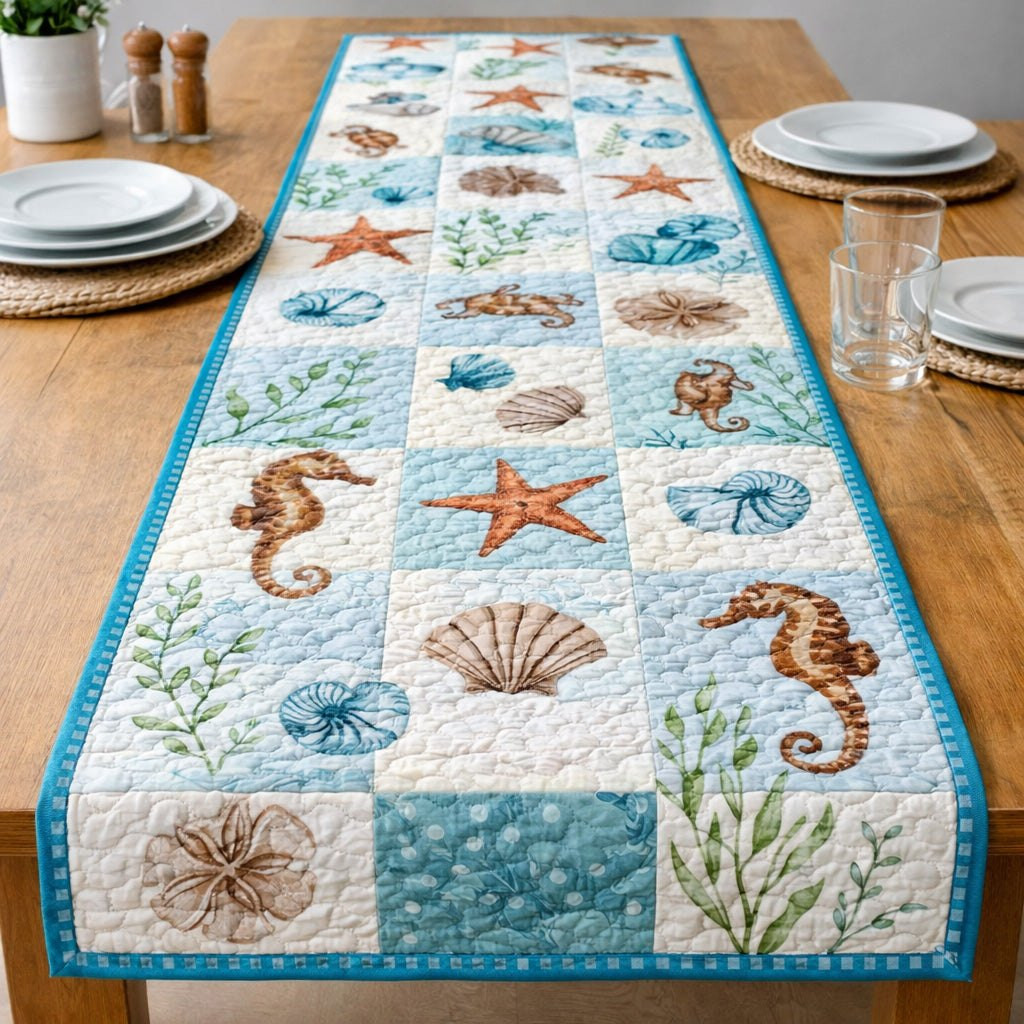 Oceanic Calm Patchwork Table Runner - Made to Order TABLE928