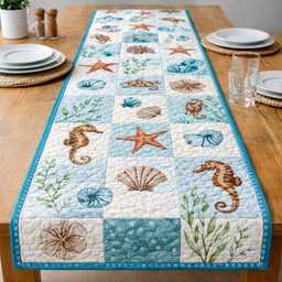 Oceanic Calm Patchwork Table Runner - Made to Order TABLE928