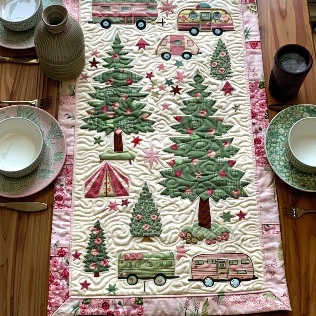 Pine Trees and Campers on Cream Table Runner - Made to Order TABLE928