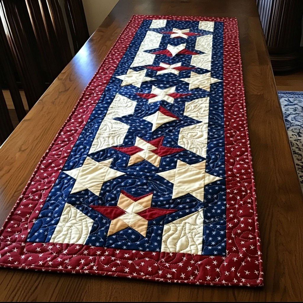 Navy and Cream Star Chain Table Runner - Made to Order TABLE928