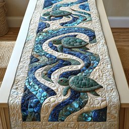 Ocean Blooms Turtle Table Runner - Made to Order TABLE928
