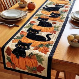 Midnight Whisker Charm Table Runner - Made to Order TABLE928