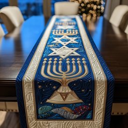 Menorah Under a Starry Sky Table Runner - Made to Order TABLE928
