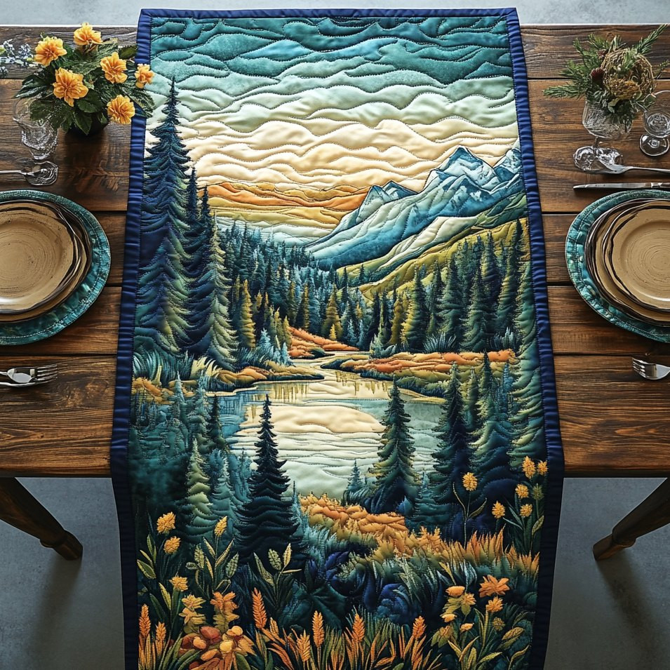 Mountain Lake Among the Pines Table Runner - Made to Order TABLE928
