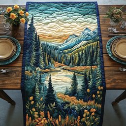 Mountain Lake Among the Pines Table Runner - Made to Order TABLE928