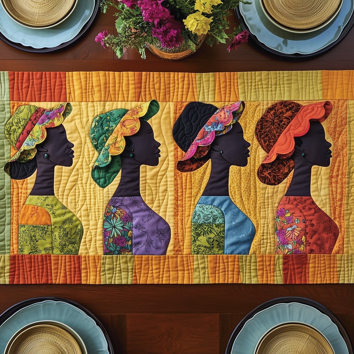 Melanin and Sunbonnet Table Runner - Made to Order TABLE928