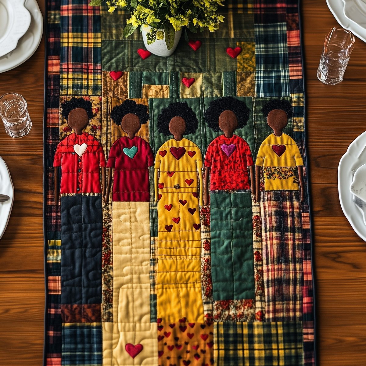 Men in Plaid Shirts with Hearts Table Runner - Made to Order TABLE928