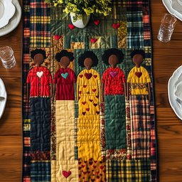 Men in Plaid Shirts with Hearts Table Runner - Made to Order TABLE928