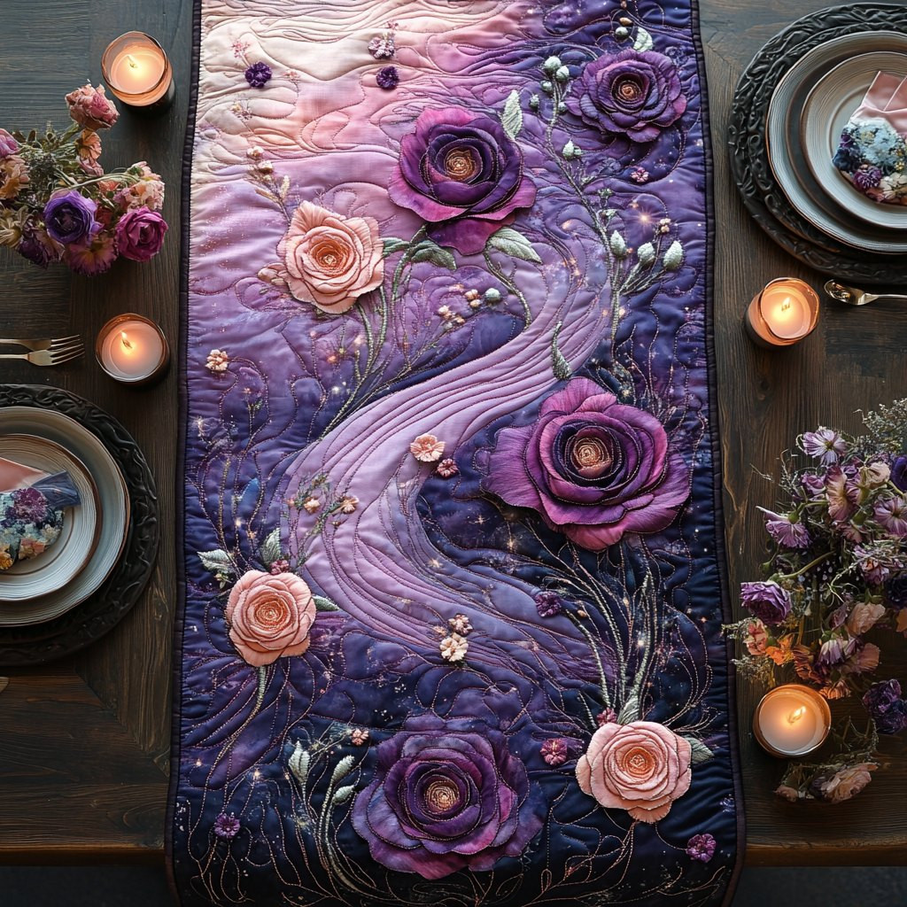 Moonlit Lilac Roses Table Runner - Made to Order TABLE928