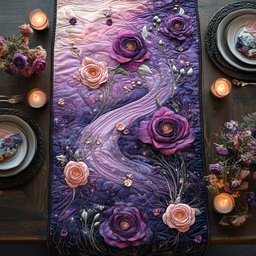 Moonlit Lilac Roses Table Runner - Made to Order TABLE928