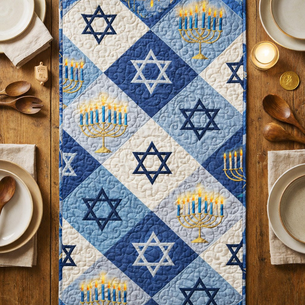 Menorah Light Blessing Table Runner - Made to Order TABLE928