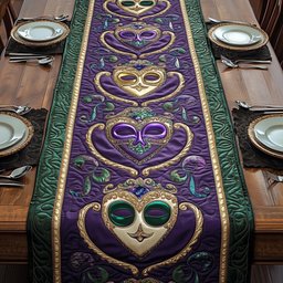 Masks and Fleur de Lis on Purple Table Runner - Made to Order TABLE928