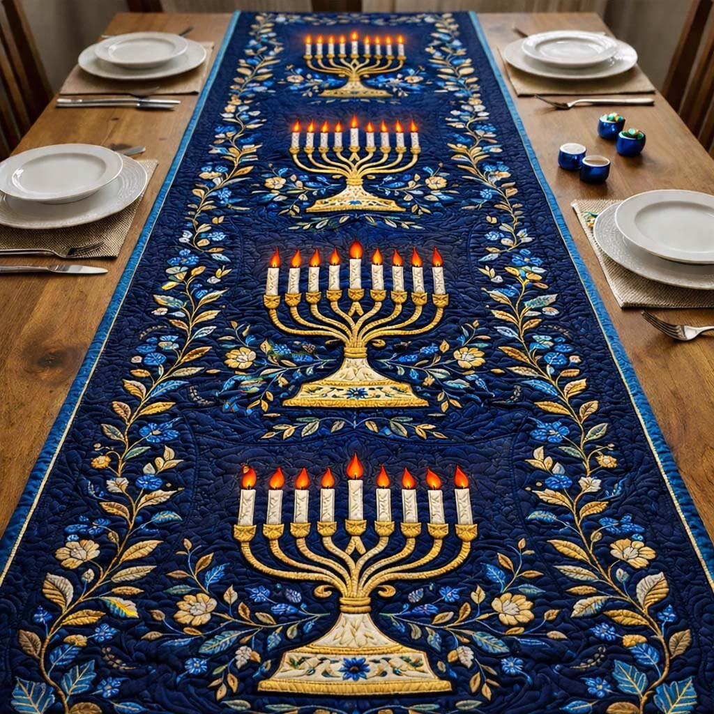Midnight Menorah Bloom Table Runner - Made to Order TABLE928