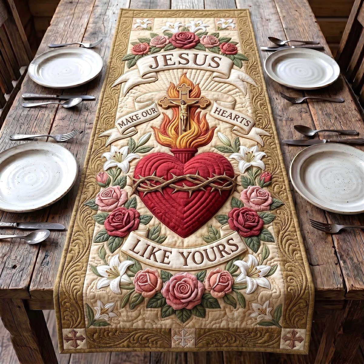 Make Our Hearts Like Yours Table Runner - Made to Order TABLE928